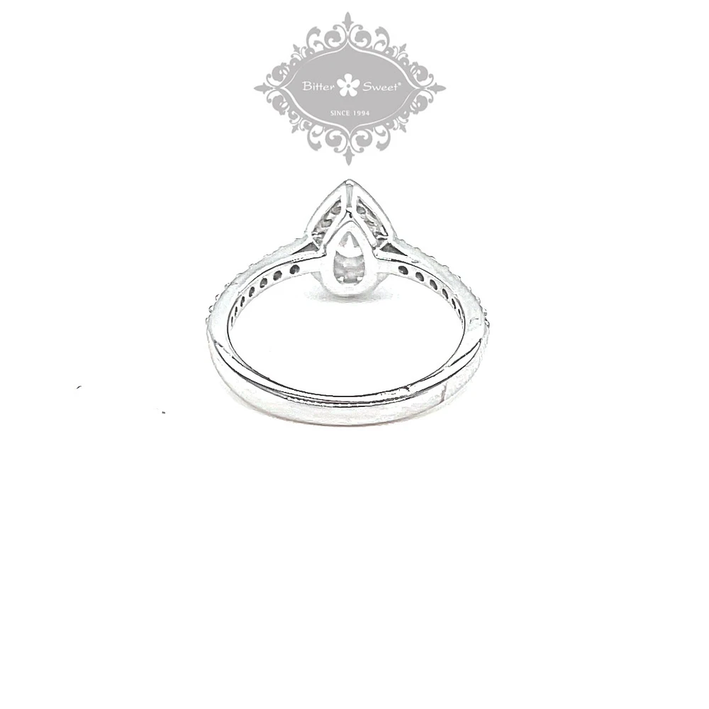 Sterling Silver Cubic Zirconia Tear Drop Ring