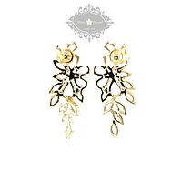 Bridal Gold Cubic Zirconia Floral Drop Earrings 142869