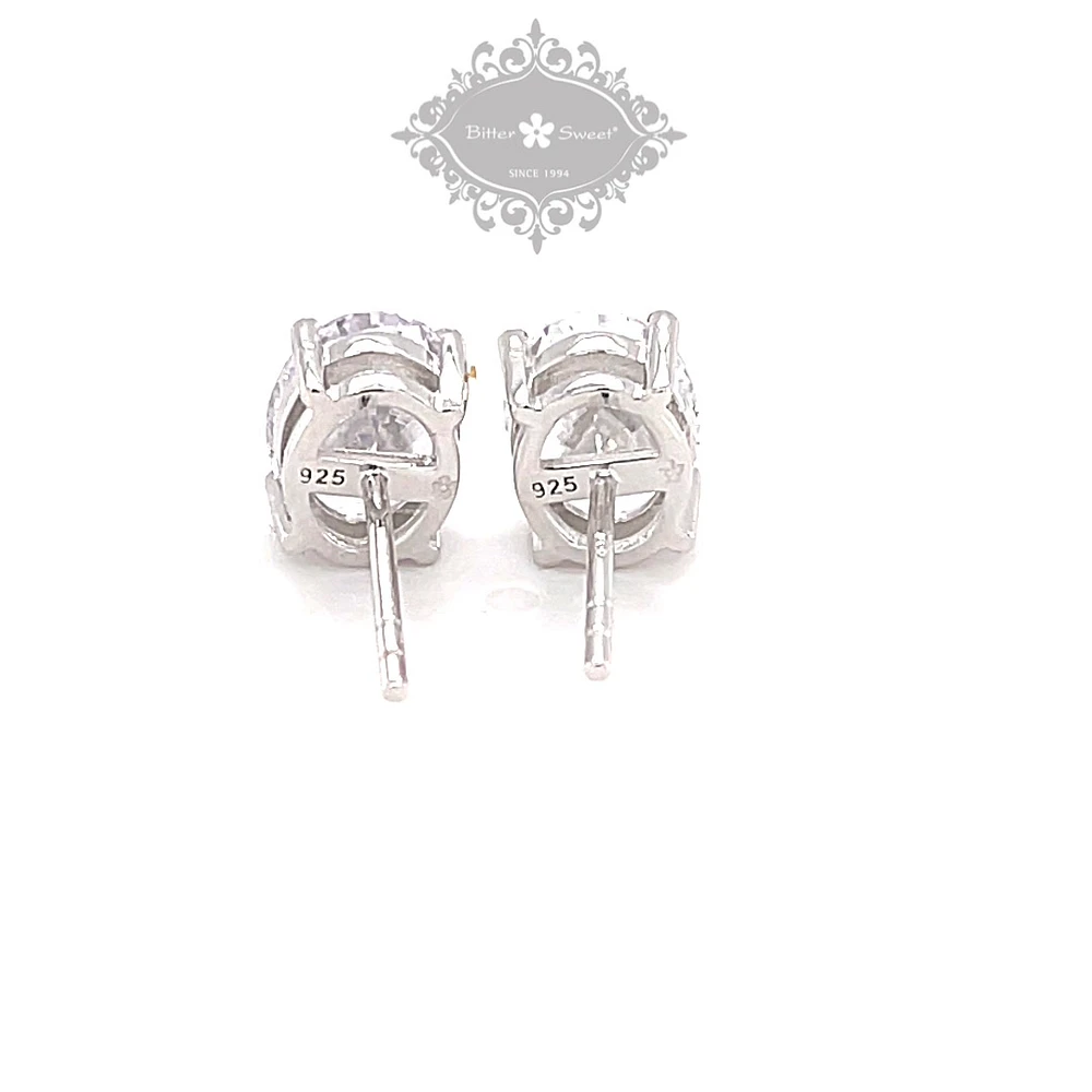 Sterling Silver Cubic Zirconia Oval 7x9mm Stud  Earrings 144938
