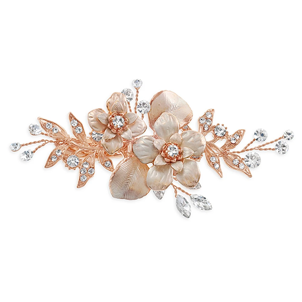 Bridal Rose Gold Flower Hair Clip 137625