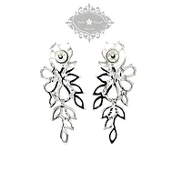 Bridal Silver Cubic Zirconia Floral Drop Earrings 142871