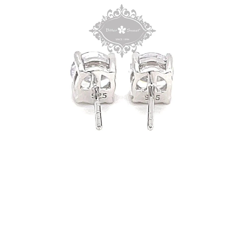 Sterling Silver Cubic Zirconia 8 Hearts 8 Arrows 7mm Studs 118060