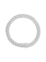 Sterling Silver Cubic Zirconia Cuban link Bracelet 155082
