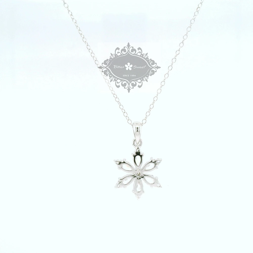 Sterling Silver Snow Flake Cubic Zirconia Necklace 144392