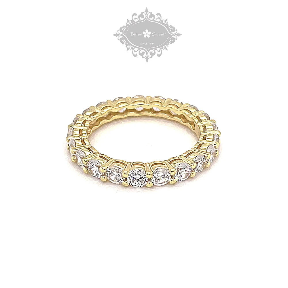 Gold Plated Sterling Silver 3mm Cubic Zirconia Eternity Ring 146106