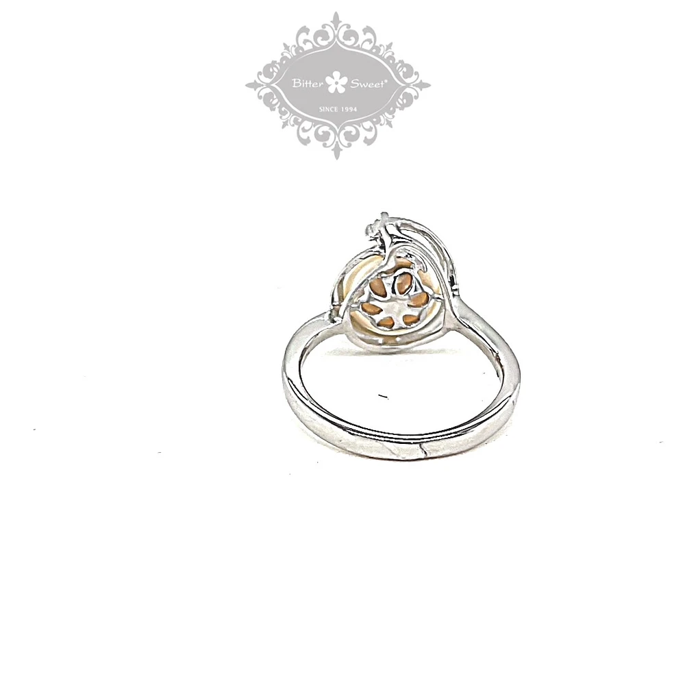Sterling Silver Cubic Zirconia Pearl Ring