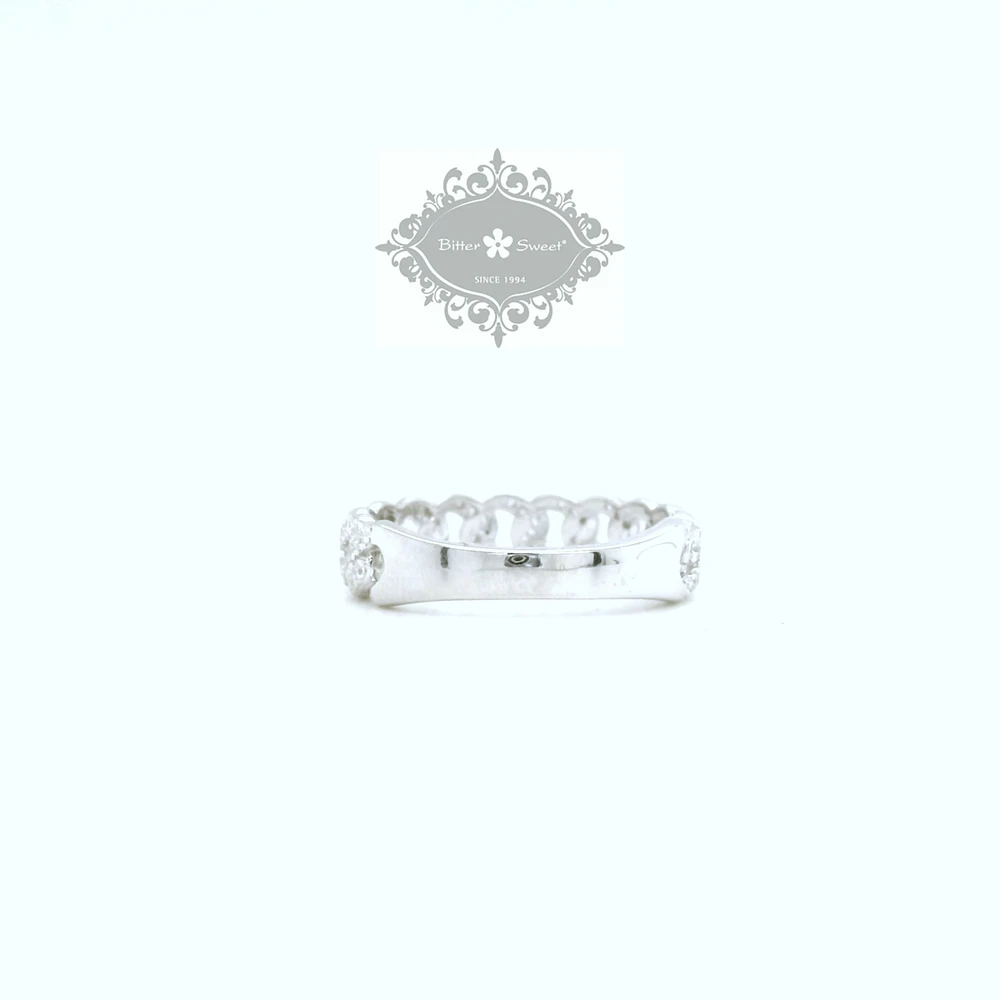 Sterling Silver Cuban Link Cubic Zirconia  Ring 155032