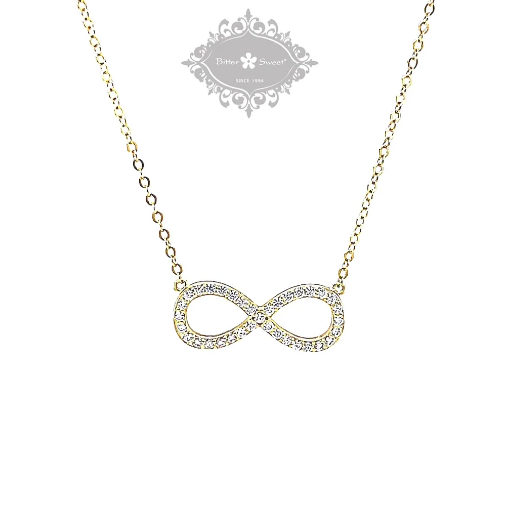 Gold Plated Sterling Silver Cubic Zirconia Infinity Necklace 151230