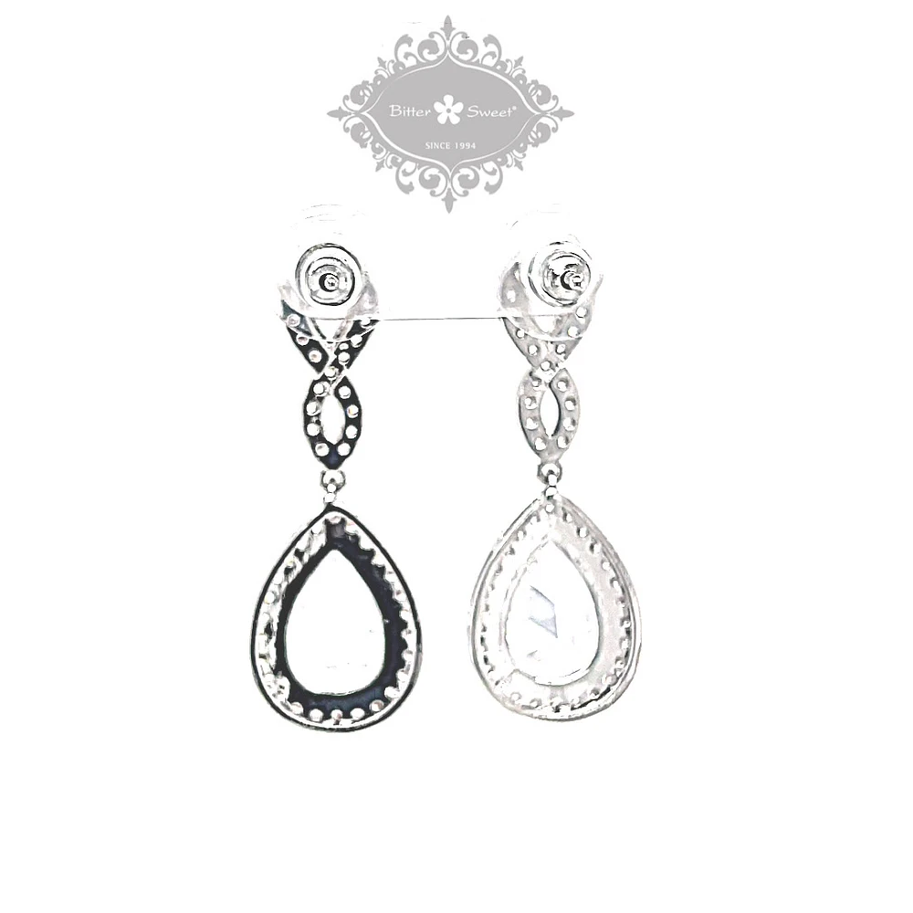 Bridal Silver Cubic Zirconia Tear Drop Earrings 152755