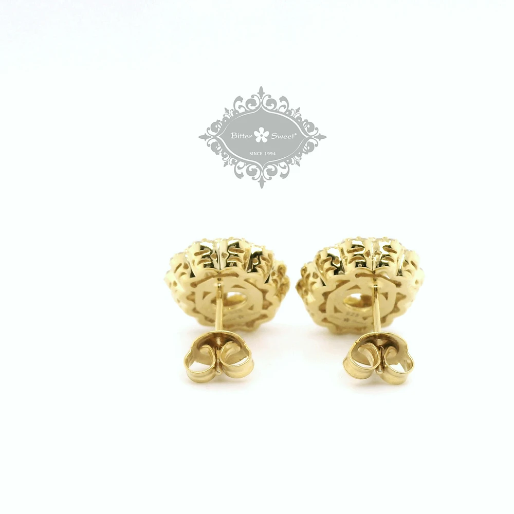 Gold Plated Sterling Silver Yellow Oval Cubic Zirconia Earrings 153390