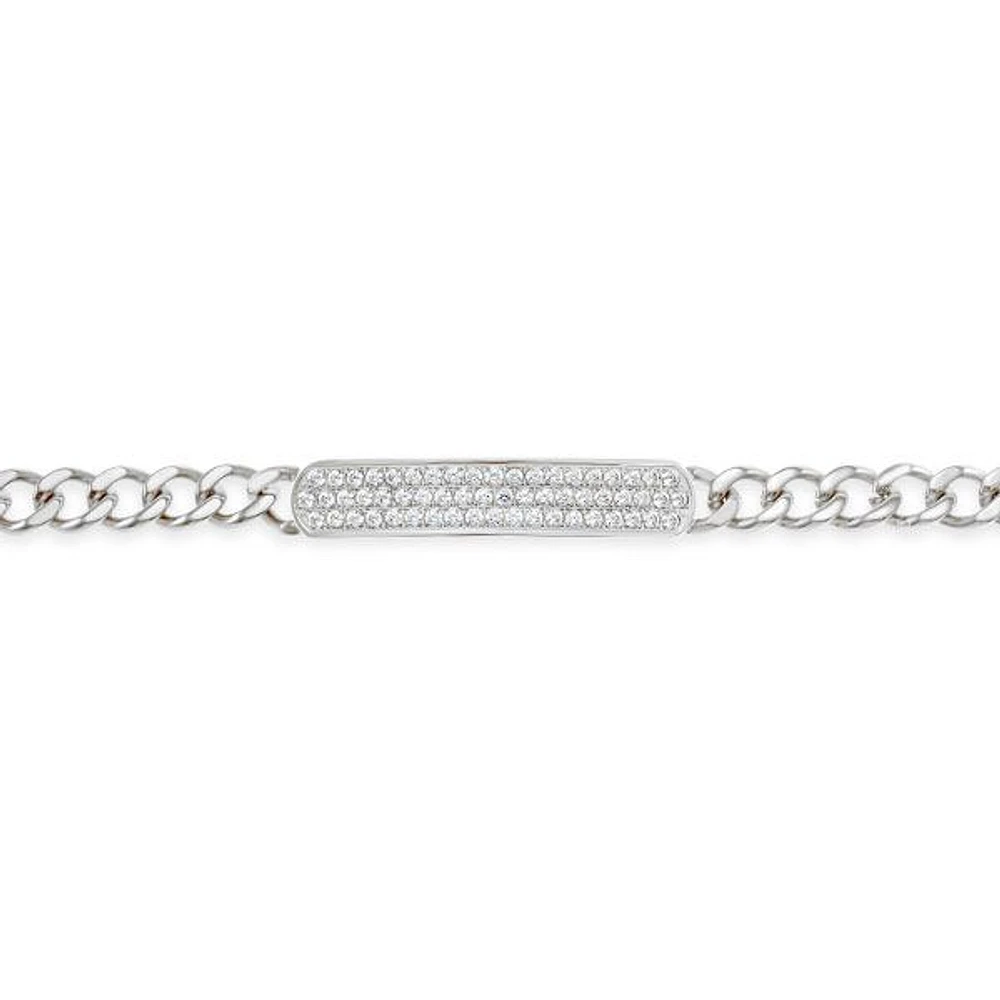 Stainless Steel Cubic Zirconia ID Bracelet 150127