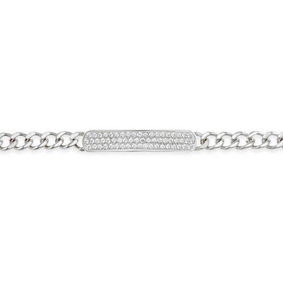 Stainless Steel Cubic Zirconia ID Bracelet 150127