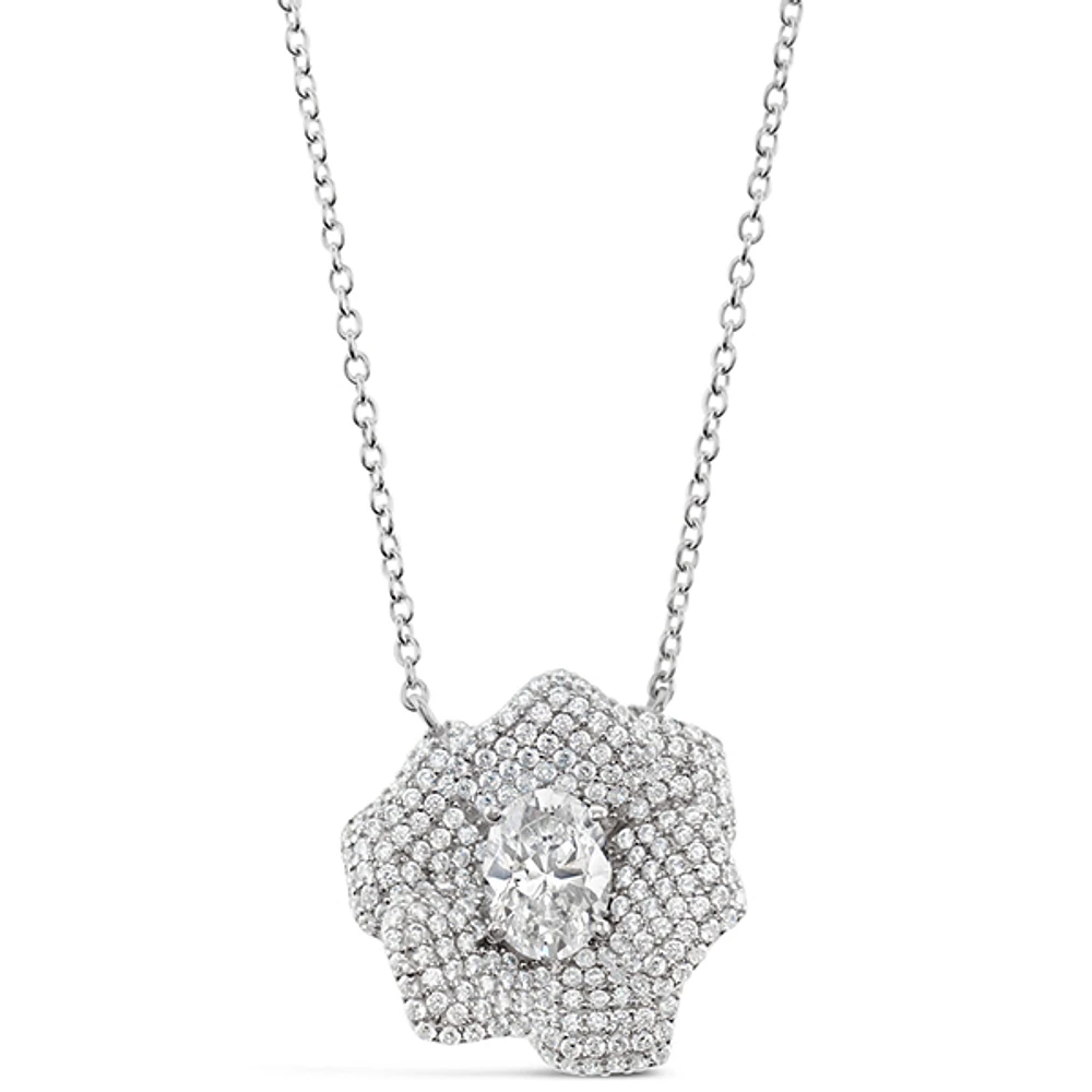 Sterling Silver flower Cubic Zirconia Necklace