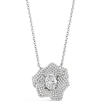 Sterling Silver flower Cubic Zirconia Necklace