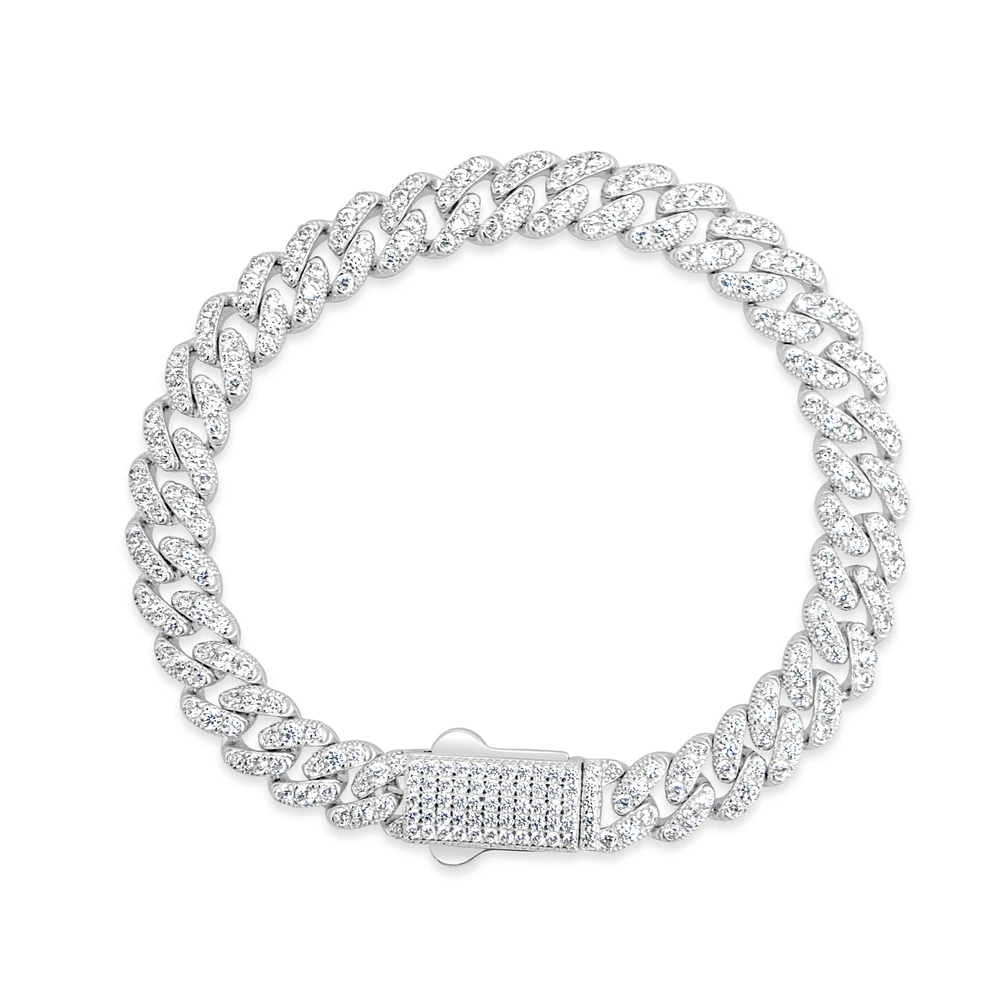 Sterling Silver Cubic Zirconia Cuban link Bracelet 155080