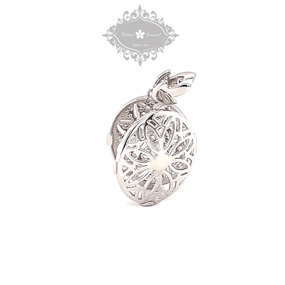 Sterling Silver Cubic Zirconia Locket Necklace