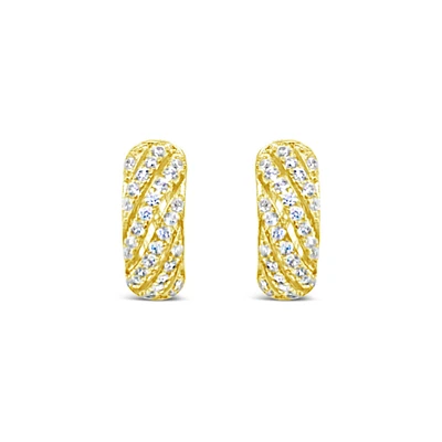 Yellow Gold Plated  Sterling Silver  Cubic Zirconia  Pave Twist Huggies 155075