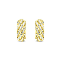 Yellow Gold Plated  Sterling Silver  Cubic Zirconia  Pave Twist Huggies 155075