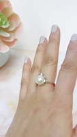 Sterling Silver Cubic Zirconia Pearl Ring