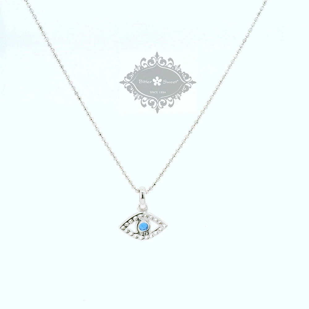 Sterling Silver Cubic Zirconia Evil Eye Necklace 143504