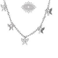 Sterling Silver Cubic Zirconia Butterfly Necklace