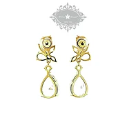 Gold Cubic Zirconia Tear Drop Earrings 137416