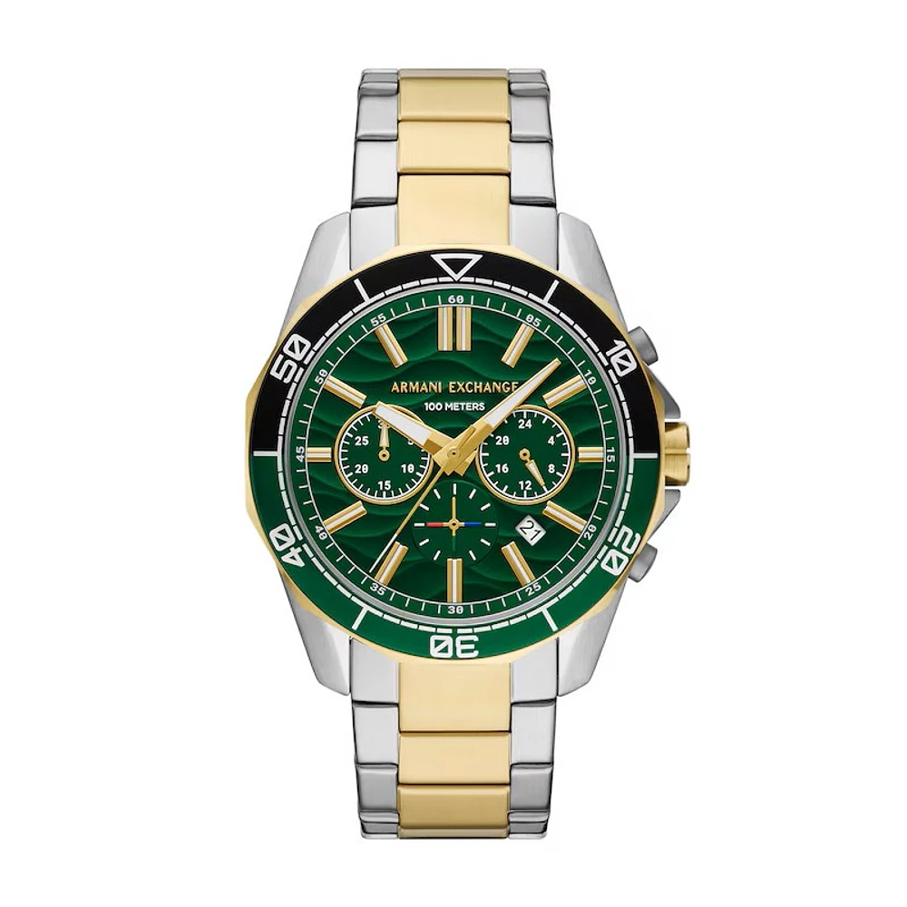 Armani Exchange Two-Tone Chronograph Watch Green Dial AX1966 154689