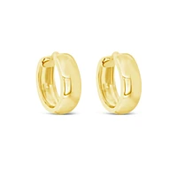 Yellow Gold Plated Sterling Silver  Round Plain Huggies Earrings 155079
