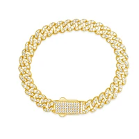 Yellow Gold Plated Sterling Silver Cubic Zirconia Cuban link  Bracelet 155081
