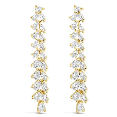 Bridal  Gold Tear Drop Long   Cubic Zirconia Earrings 155175