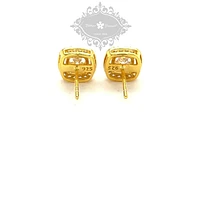 Gold Plated Sterling Silver Cubic Zirconia Square Stud 143466