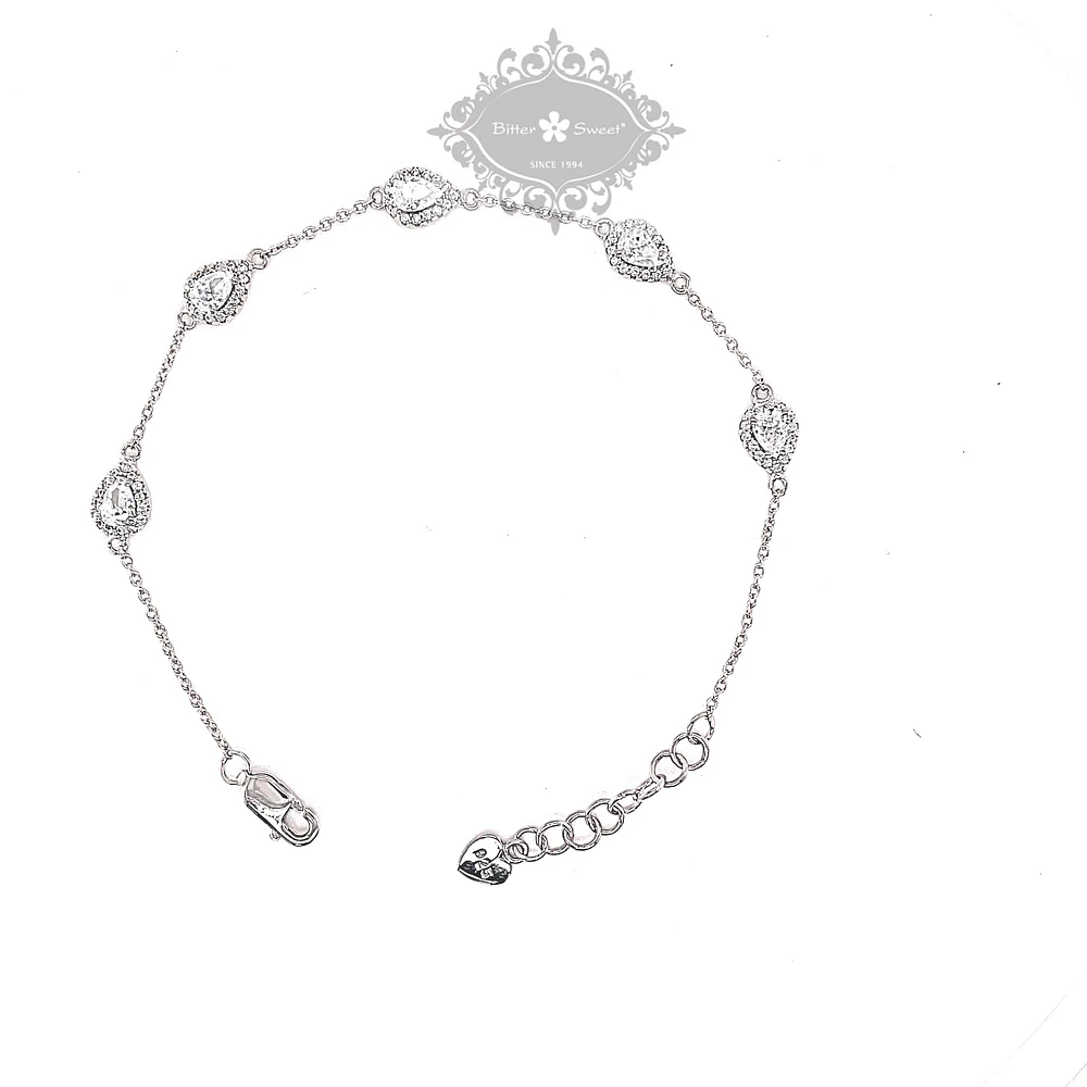 Sterling Silver Cubic Zirconia Teardrop Bracelet 146678