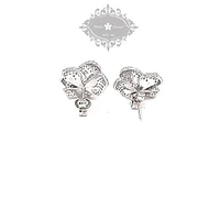 Sterling Silver Heart Cubic Zirconia Flower Earrings 151974