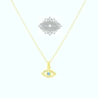Gold Plate Sterling Silver Cubic Zirconia Evil Eye Necklace 143505
