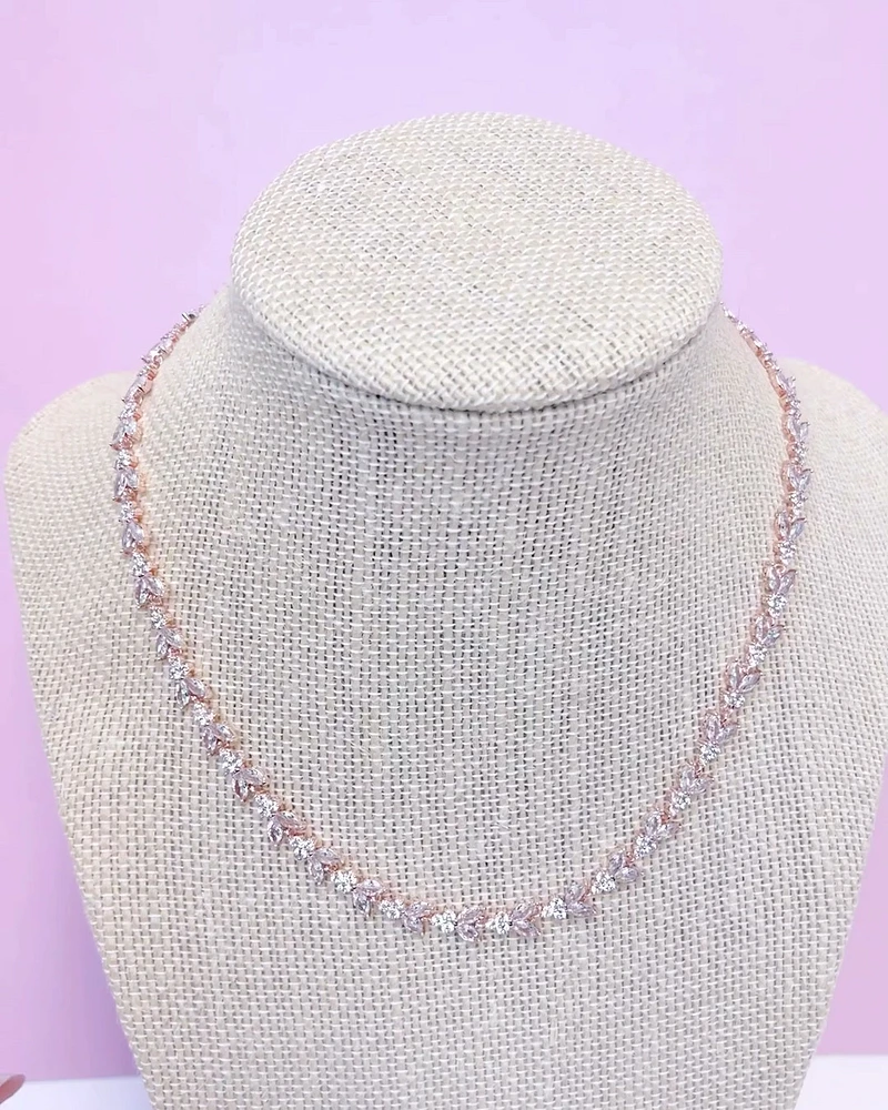 Bridal Rosegold Cubic Zirconia Necklace 149234