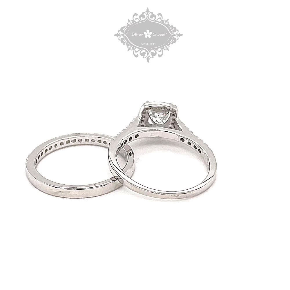 Sterling Silver Cubic Zirconia Square Set Ring 145717