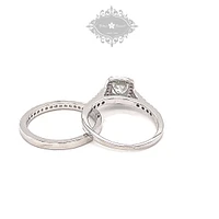 Sterling Silver Cubic Zirconia Square Set Ring 145717