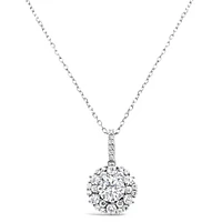 Sterling Silver Round outline Cubic Zirconia Necklace 155044