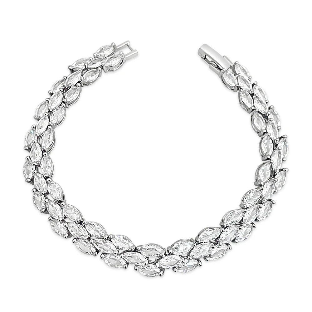 Bridal Silver Cubic Zirconia Marquise Bracelet