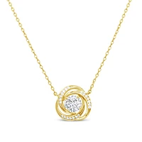 Yellow Gold Plated Sterling Silver Round Outline Cubic Zirconia Necklace155050