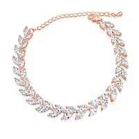 Bridal Rose Gold Cubic Zirconia Marquise Leaf  Bracelet 155187
