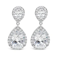 Bridal Silver Cubic Zirconia Tear Drop Earrings 126632