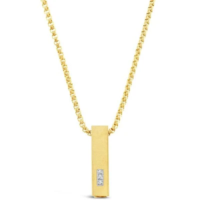 Stainless Steel Cubic Zirconia Gold Necklace 150151