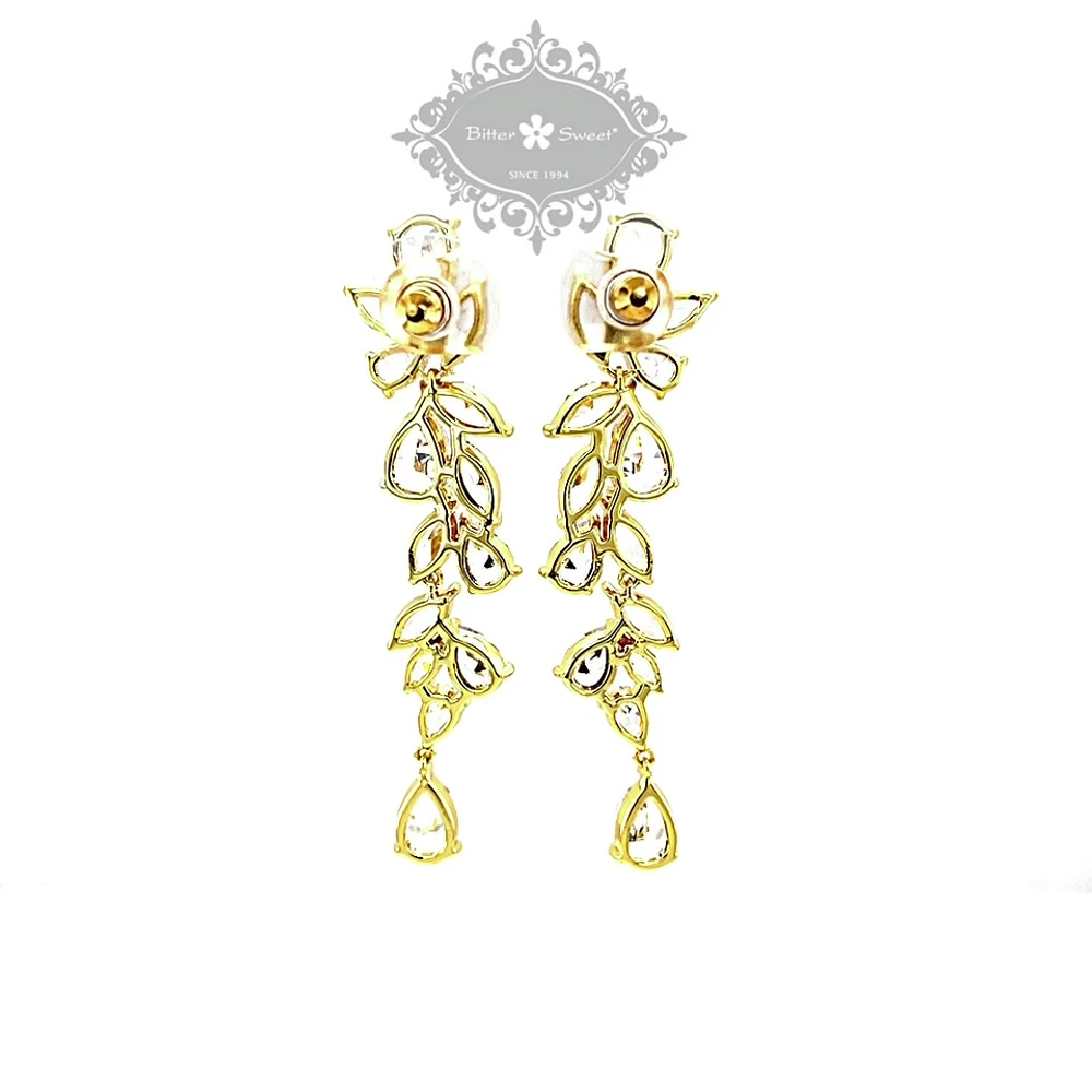 Gold Cubic Zirconia Drop Earrings 142877