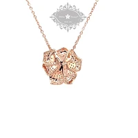 Rosegold Plated Sterling Silver Cubic Zirconia Flower  Necklace 151977