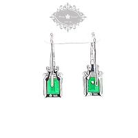 Sterling Silver Emerald Cubic Zirconia Earrings
