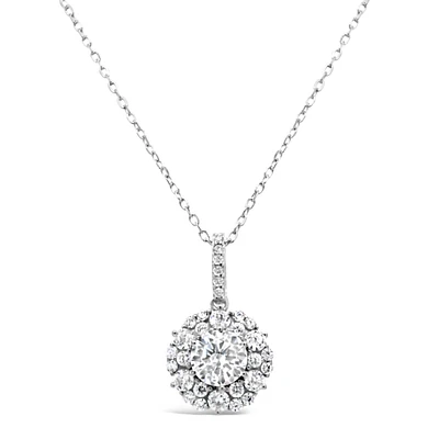 Sterling Silver Round outline Cubic Zirconia Necklace 155044