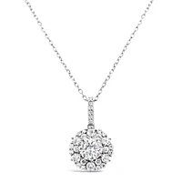 Sterling Silver Round outline Cubic Zirconia Necklace 155044