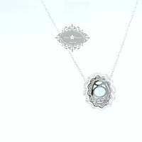 Sterling Silver Mint Oval Cubic Zirconia Necklace 153383
