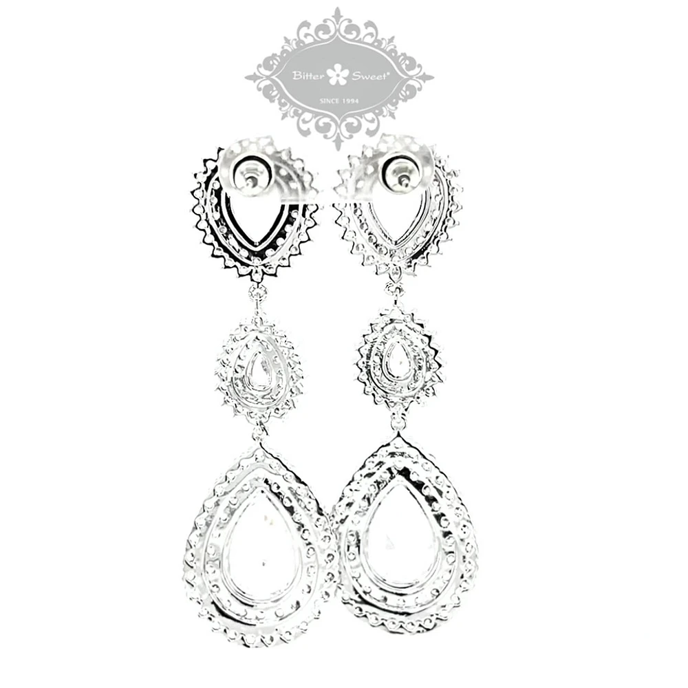 Bridal Silver Cubic Zirconia Tear Drop Clip On Earrings 145938